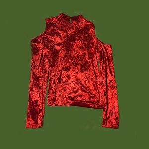 Red Crushed Velvet Top